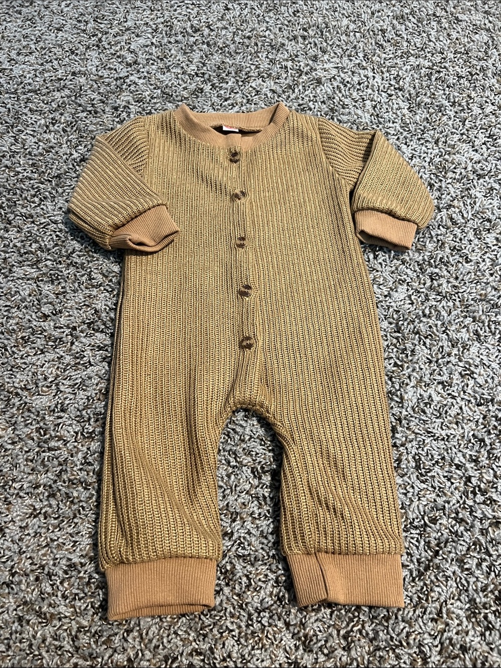 Cozy Knit One-Piece Romper in Camel